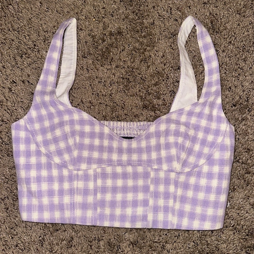Zara Lavender Gingham Tank Top